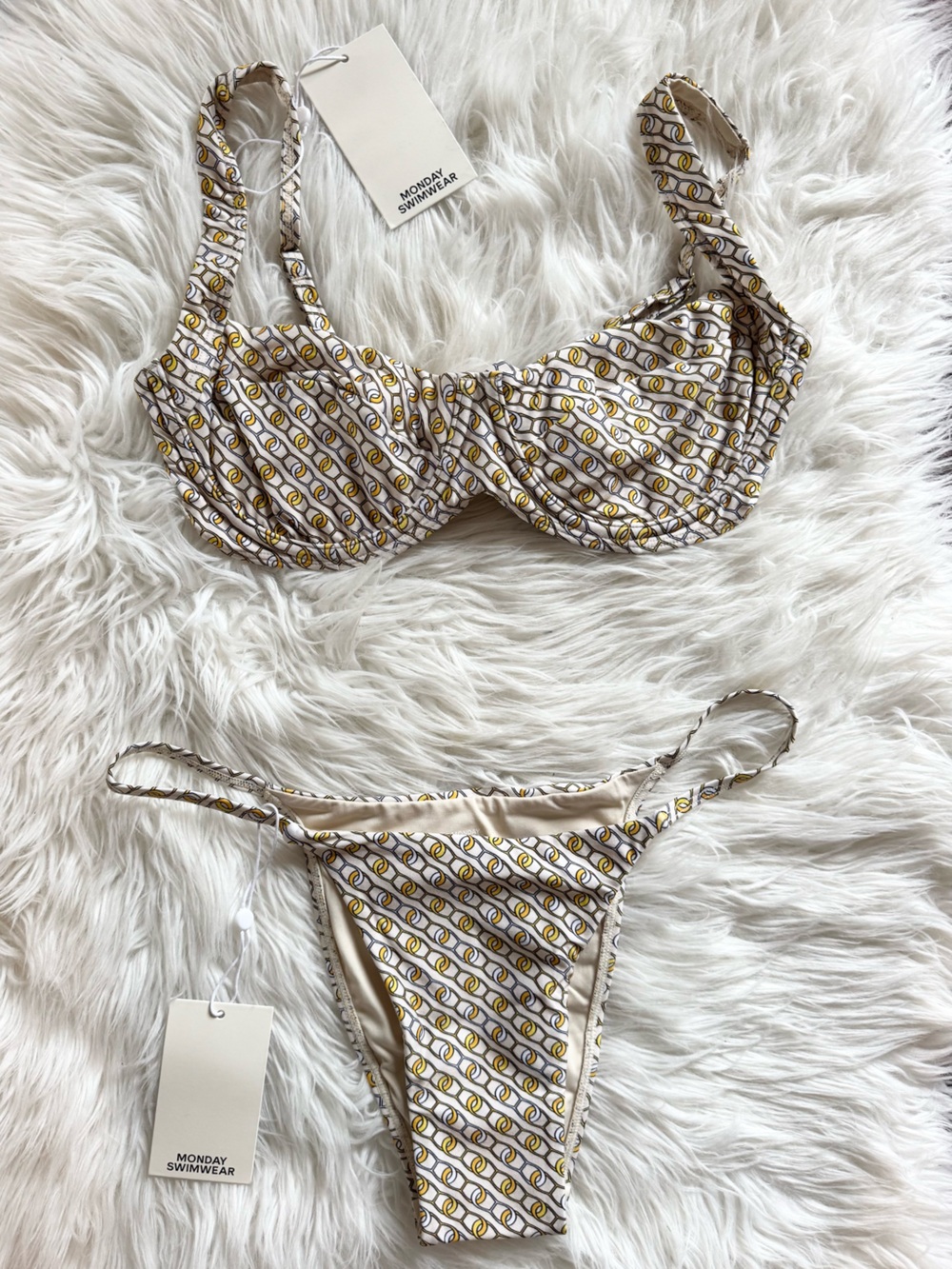 NWT MONDAY SWIMWEAR ‘Sun Lynx Geo’ bikini Sorrento top and Barbados bottom M